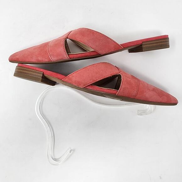 Franco Sarto Mules Women 7.5M Nita Pink Suede Pointed Toe Flats Cut Outs EUC - Picture 7 of 10